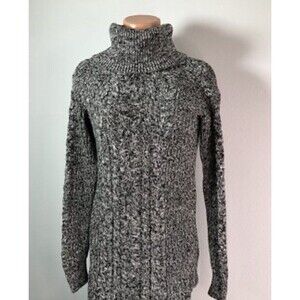 GAP Women’s S Black & White Long Sweater Cowl Neck Cable Knit Turtleneck